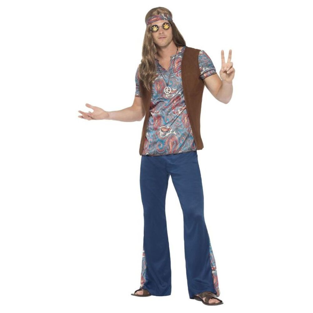 Smiffys Mens Orion The Hippie Costume Set / Blue